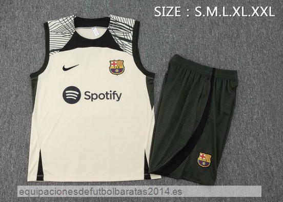 Nuevo Entrenamiento Sin Mangas Conjunto Completo Barcelona 23/24 Amarillo Verde Baratas